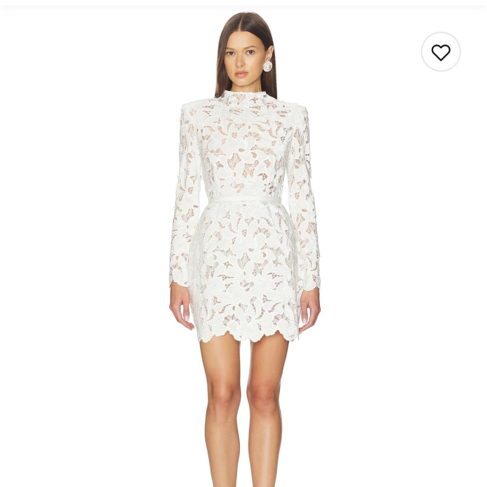 NADINE MERABI White Lace Long Sleeve Dress Size 2/XS Size sold out on Revolve - Picture 3 of 4